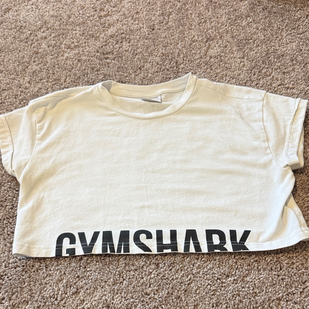 Gymshark Cropped Tee in White with Black Logo